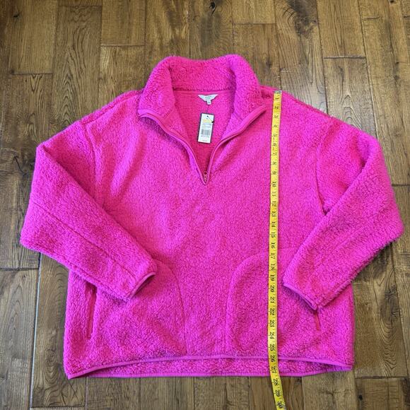 NWT Crown & Ivy Sherpa Fleece Half Zip Jacket Coat Pink, Women's X-Large - Picture 3 of 6